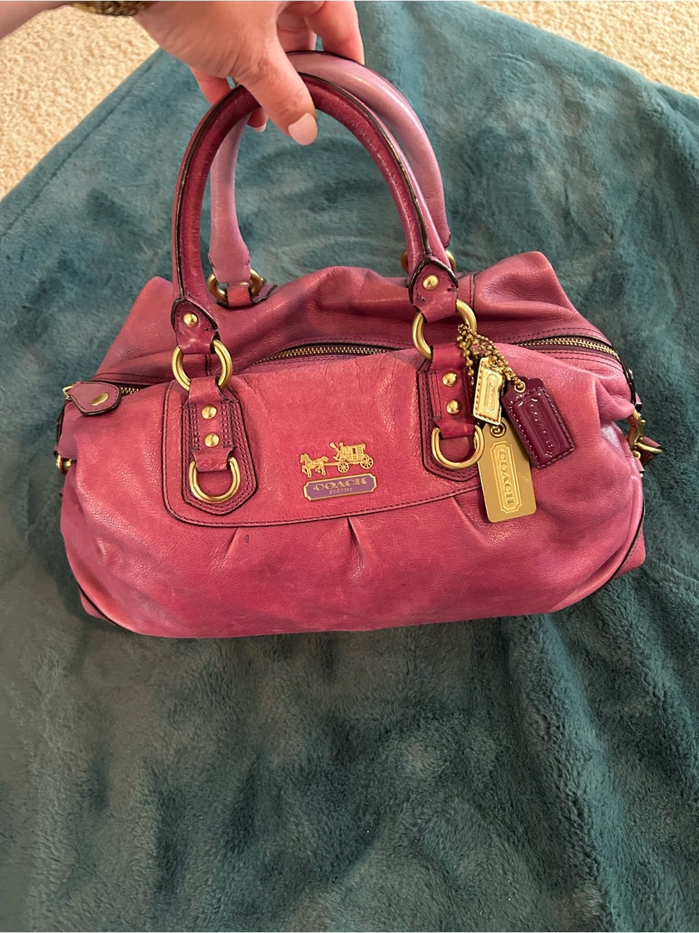 Vintage Coach purple Leather Satchel with Gold-Tone Hardware